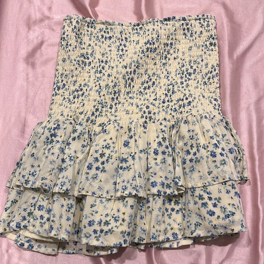 yellow floral smocked skirt